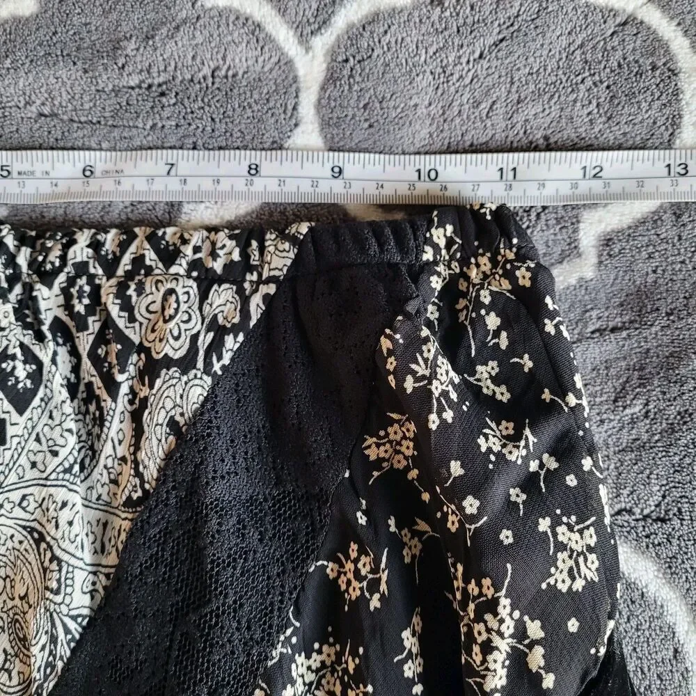 Womens Asymetrical Velvet Mix Media Skirt Size Small Bohemian Witchy Whimsygoth - Picture 3 of 7
